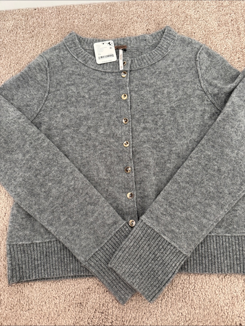 Free People Heather Grey Button-Front Cardigan